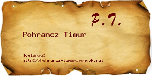 Pohrancz Timur névjegykártya